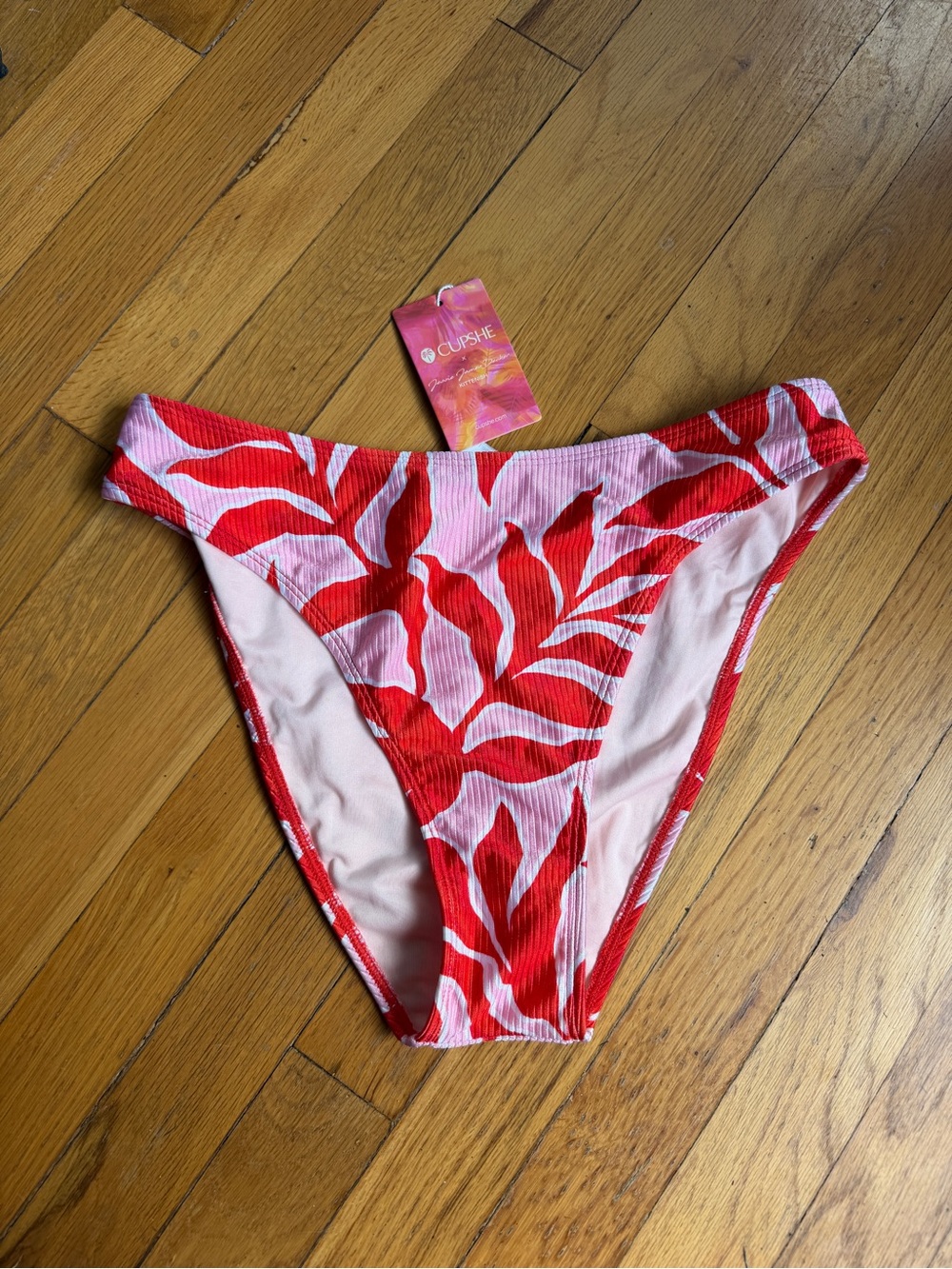 NEW red and pink cupshe x kittenish bikini bottom